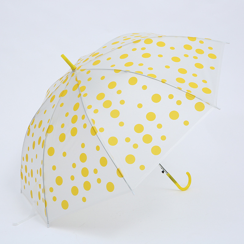 厂家直销八骨长柄伞休闲透明波点雨伞女现代简约自动伞多色可选
