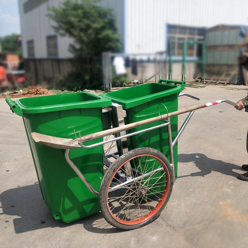 轻便式不锈钢环卫手推垃圾车塑料挂车桶市政保洁车室外垃圾手推车