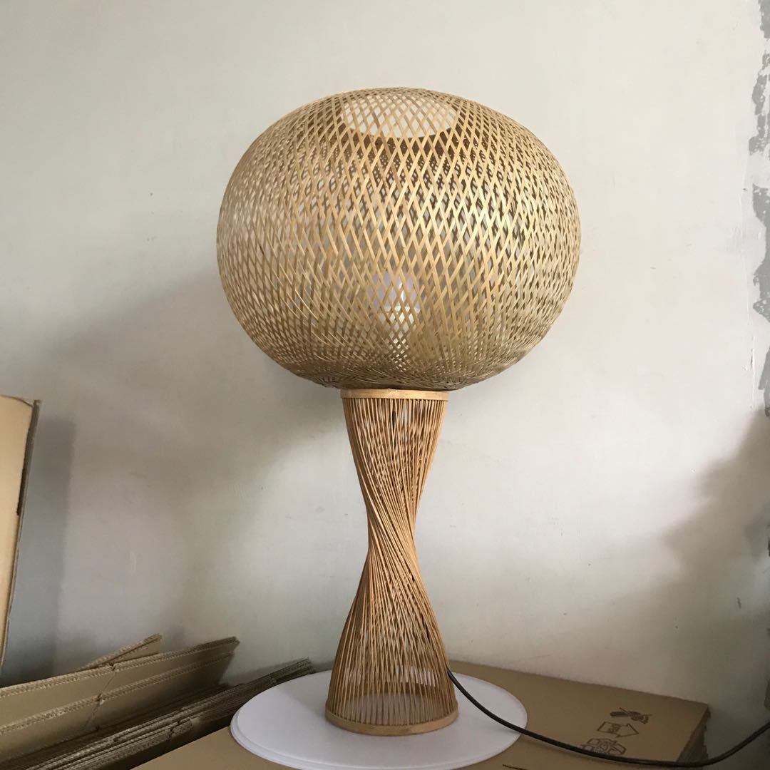 竹艺竹编吊灯东南亚餐厅茶楼榻榻米小蛮腰落地灯吊灯竹篾圆球吊灯