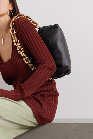 bv链条云朵包粗链2020真皮手拿包单肩包褶皱夹子包原单品质