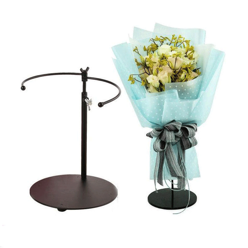 铁艺鲜花支架花束成品展示架花店花艺固定站立花架可调节放花架子