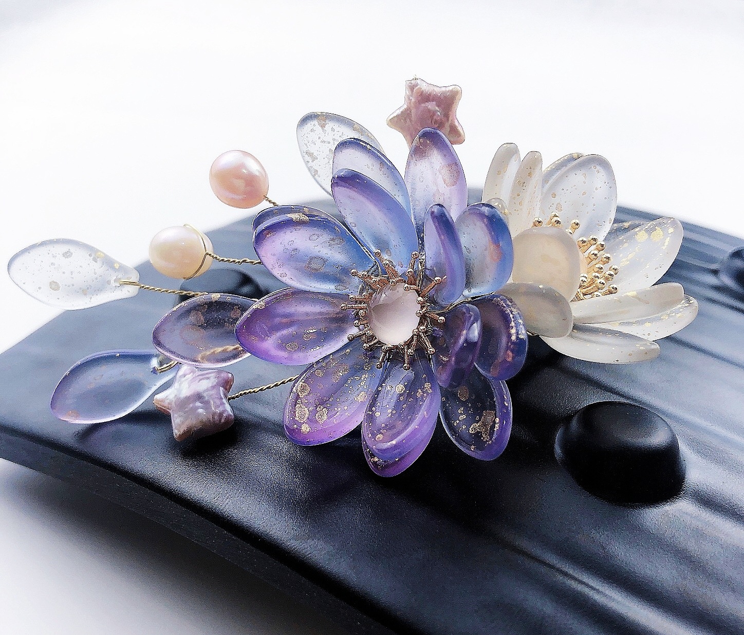 洒金10*19太阳花磨砂小雏菊琉璃花瓣 古风diy软杆花钗玉簪花配件