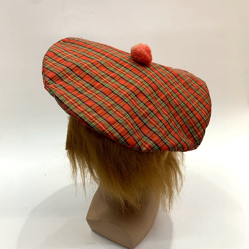 苏格兰民族帽子红绿格子民族爱尔兰舞蹈帽子外贸出口大英帝国帽子