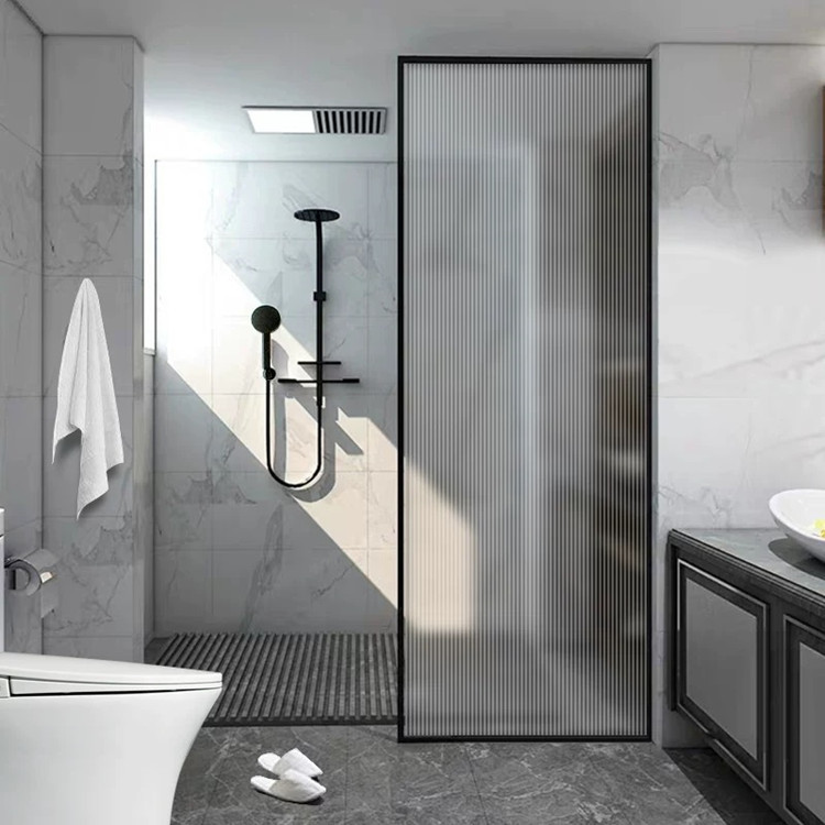 淋浴房半隔断卫生间浴缸马桶干湿分离洗澡间条纹玻璃隔断墙屏风g1