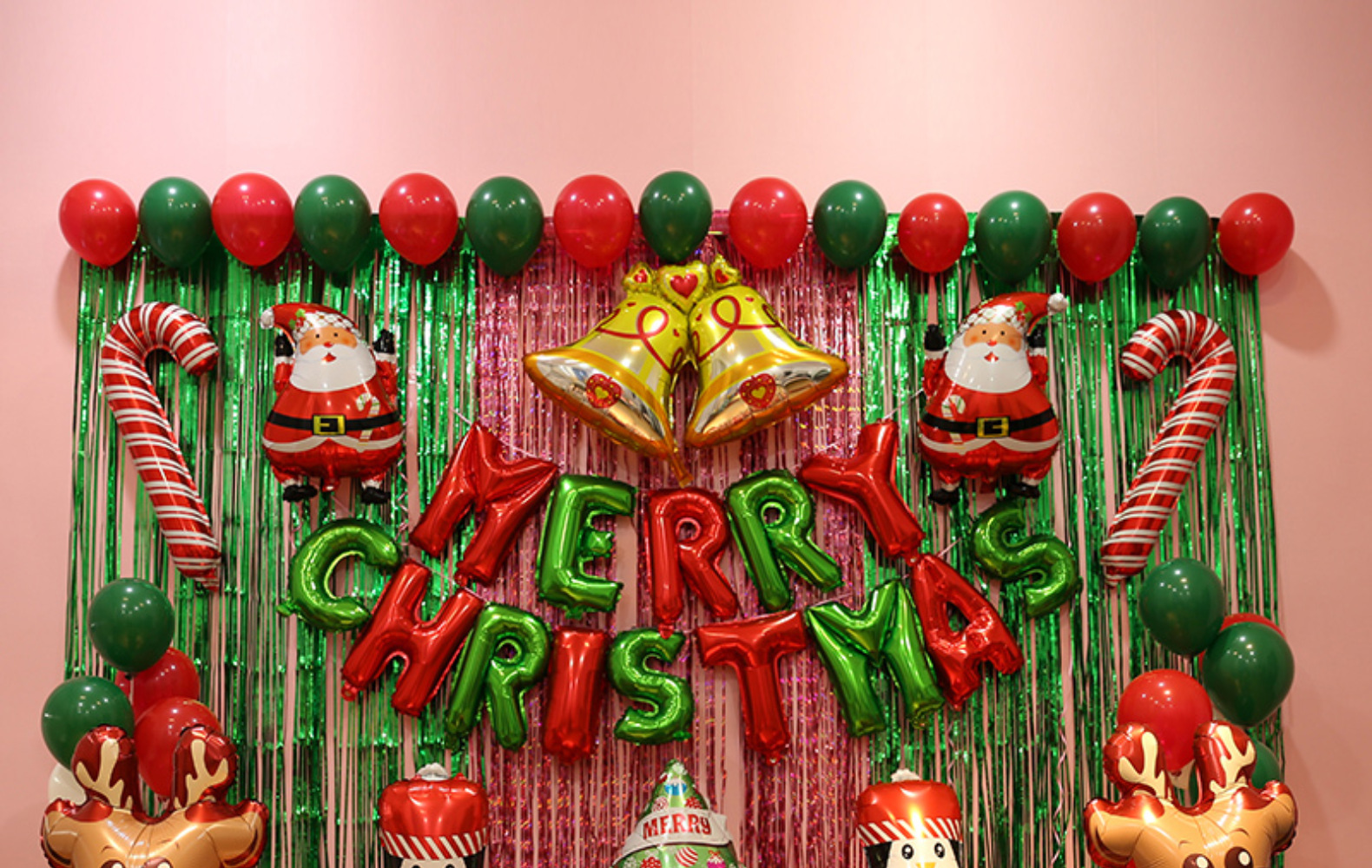 圣诞节气球背景墙教室装饰圣诞气球场景布置节日气氛装饰