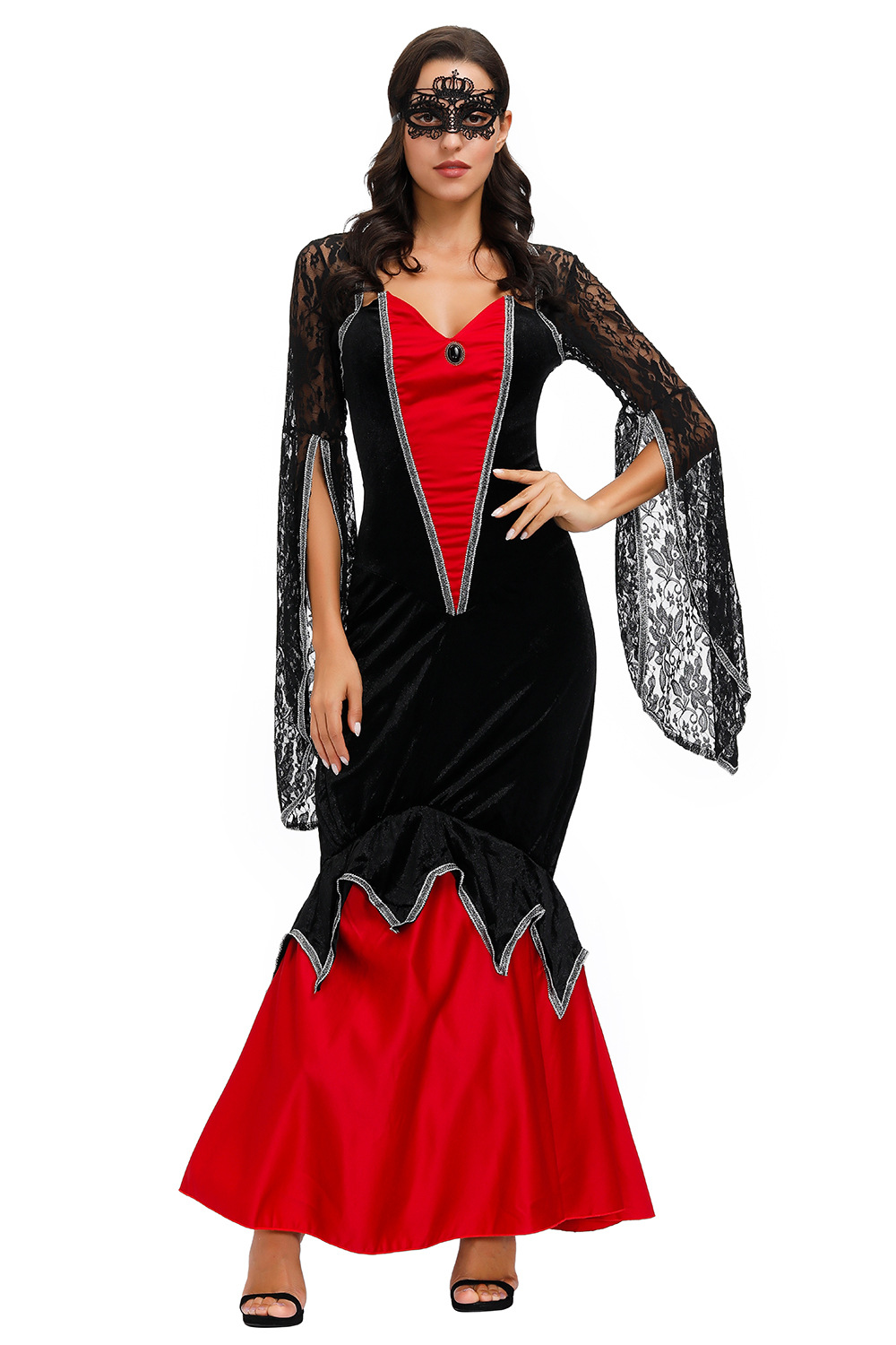 万圣节服装cosplay哥特式吸血鬼伯爵女王朋克演出服蕾丝宴会礼服