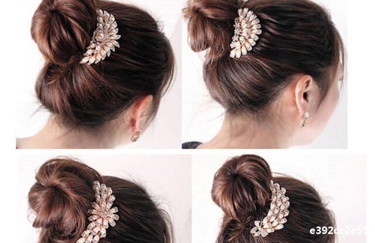 女士头花顶夹插针发簪懒人发饰插花蓬松盘发发夹盘头发丸子头花苞