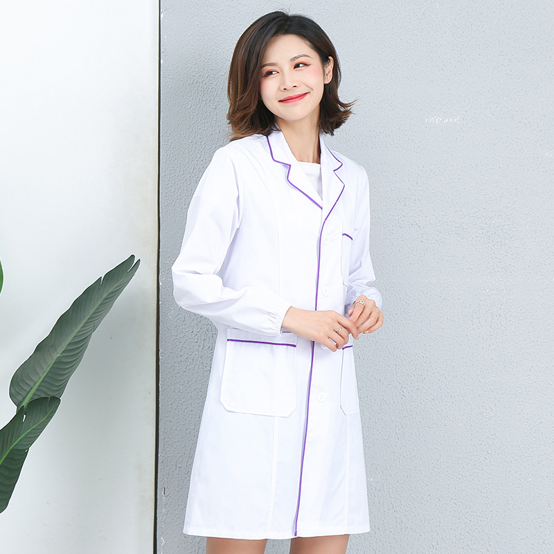 医美长袖长大褂女护士美容院收腰制服夏季大学生化学实验室工作服