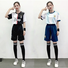 韩版短袖足球服女套装定印制学生运动儿童足球衣女生比赛训练队服