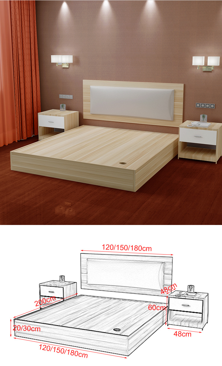 公寓配套家具床组合书桌酒店床板式软包床快捷酒店宾馆简约成人床