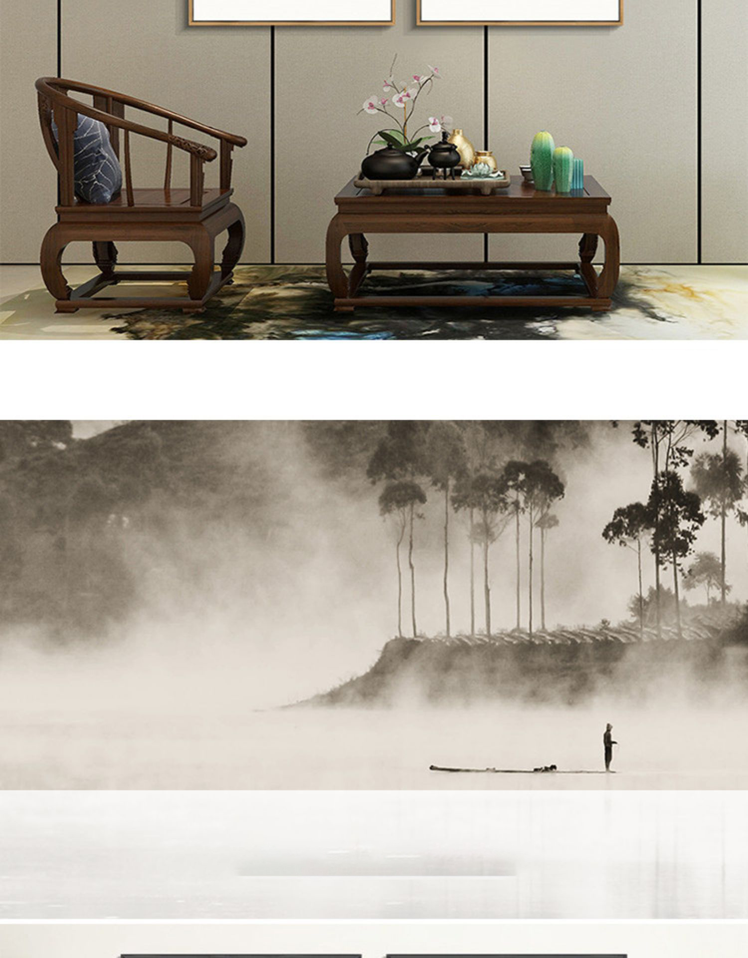 新中式玄关挂画沙发背景墙中式壁画禅意山水墙画水墨中国风装饰画