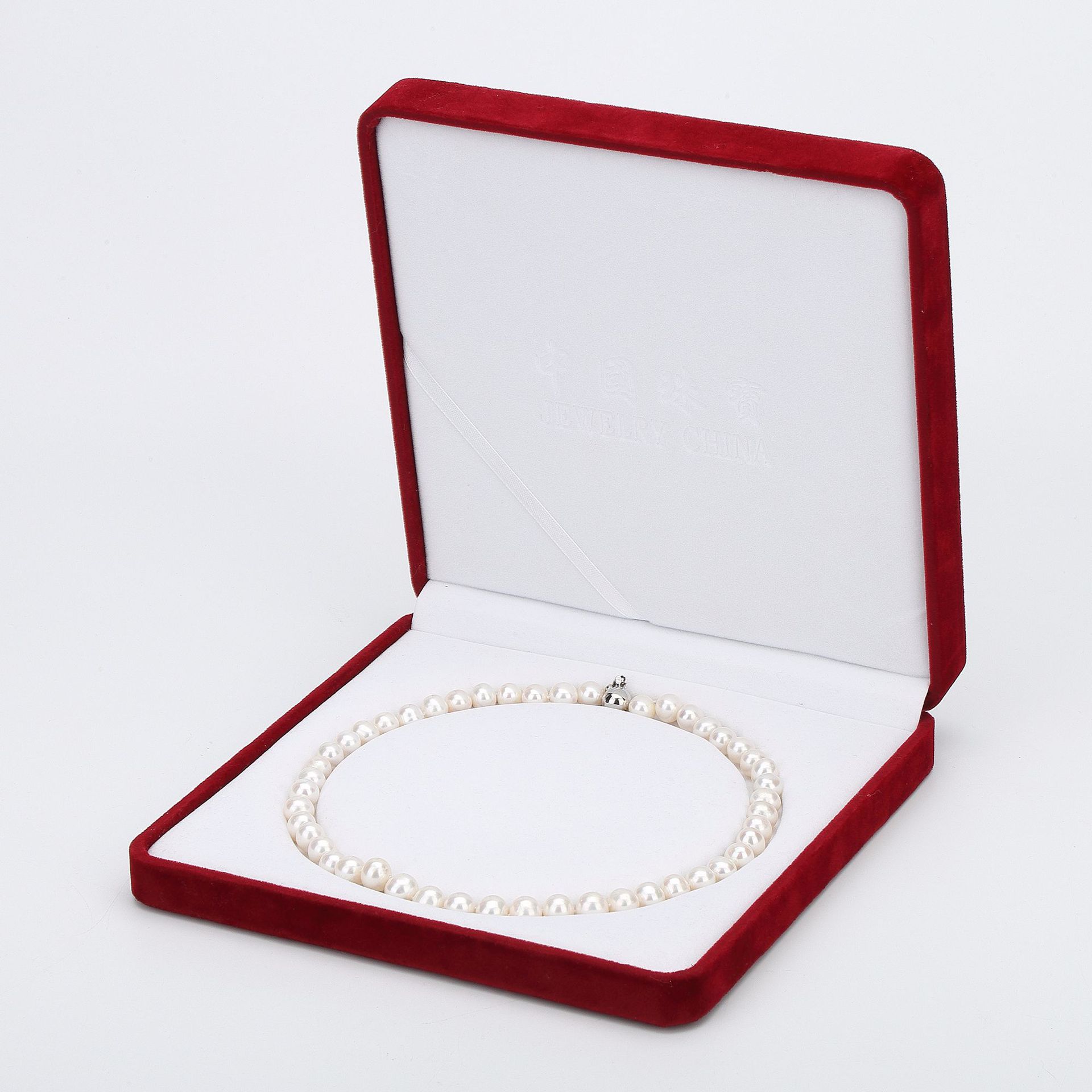 女生母亲节礼物高档圆角桃心植绒布首饰盒 珠宝包装盒 珍珠项链盒