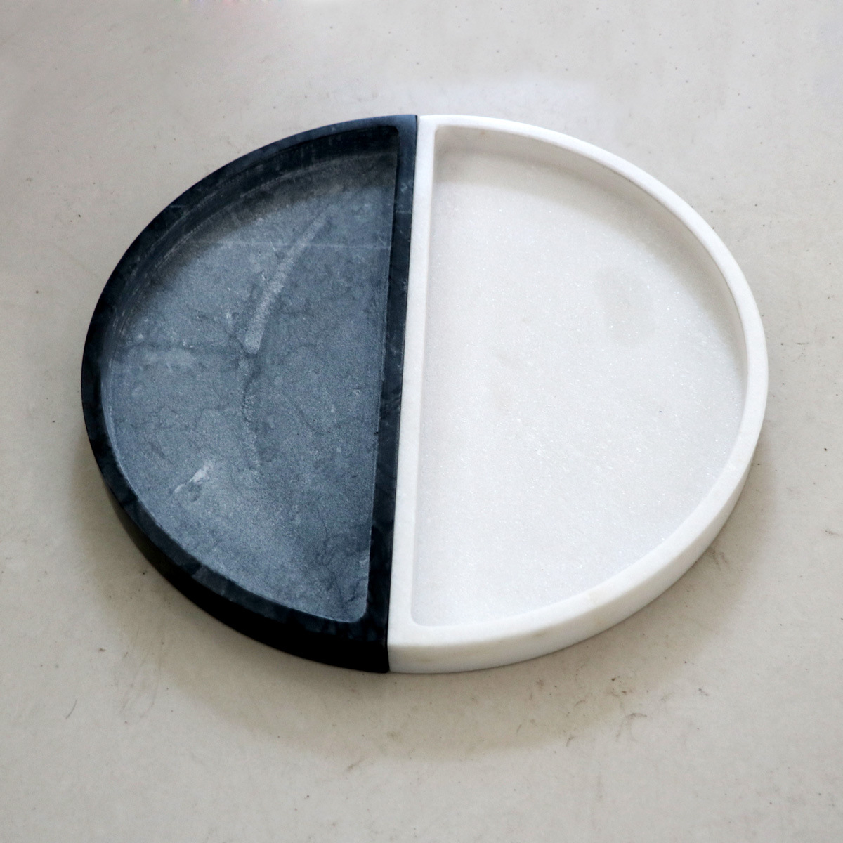 定制批发天然大理石异形托盘拼接组合石头雕刻圆盘个性定制