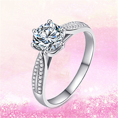 Tiktok Live Streaming on Kwai Supply High Carbon Diamond Eight Hearts and Eight Arrows Ring Female 1 Karat Simple Six-Claw Wedding Ring Diamond Ring