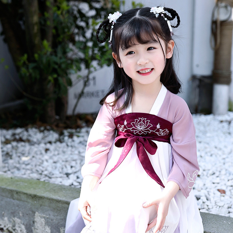 女童汉服2020新款中国风小女孩超仙襦裙宝宝唐装公主莲花连衣裙