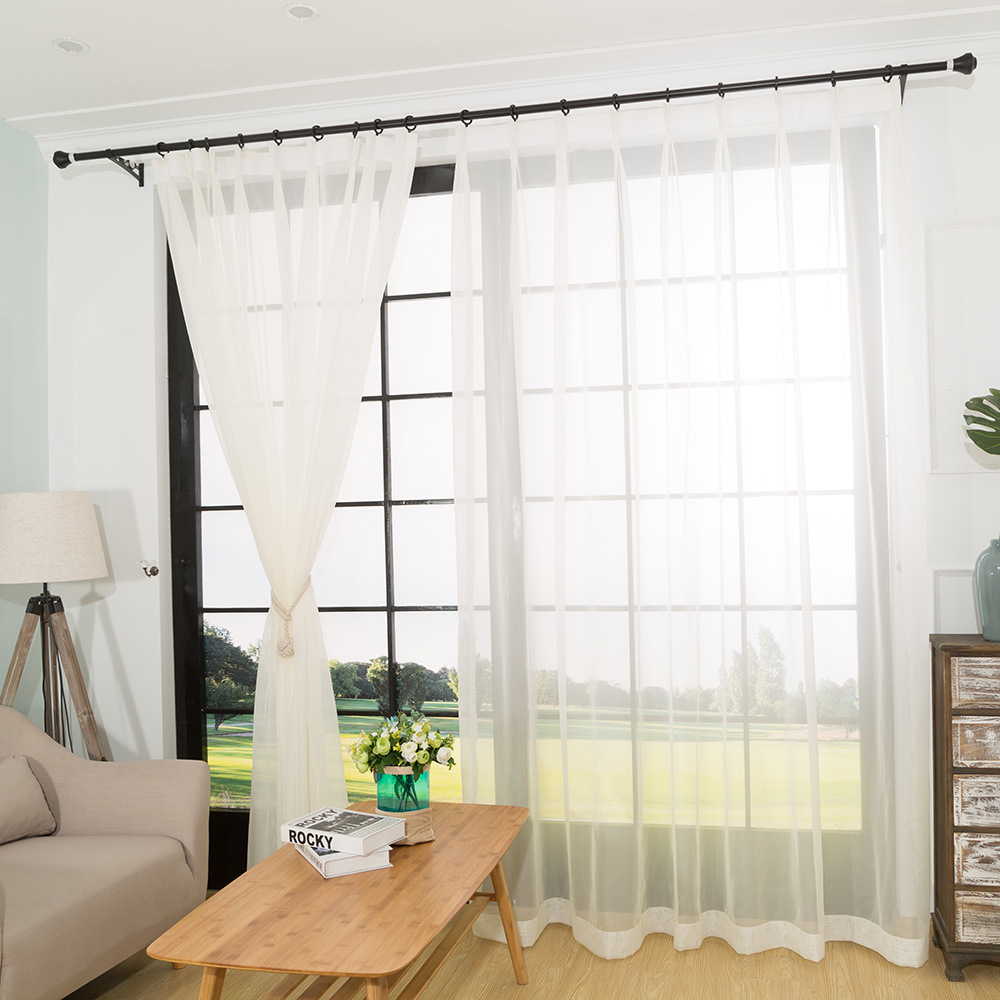 特丽仑纱帘白纱窗帘沙窗帘白色薄纱飘窗透光透气橱窗客厅卧室阳台