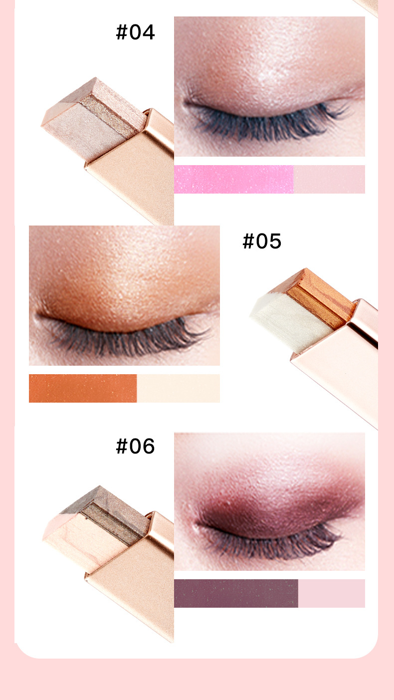 韩芭莎丝绒渐变双色眼影棒一抹成型眼部修饰珠光撞色防水懒人眼影