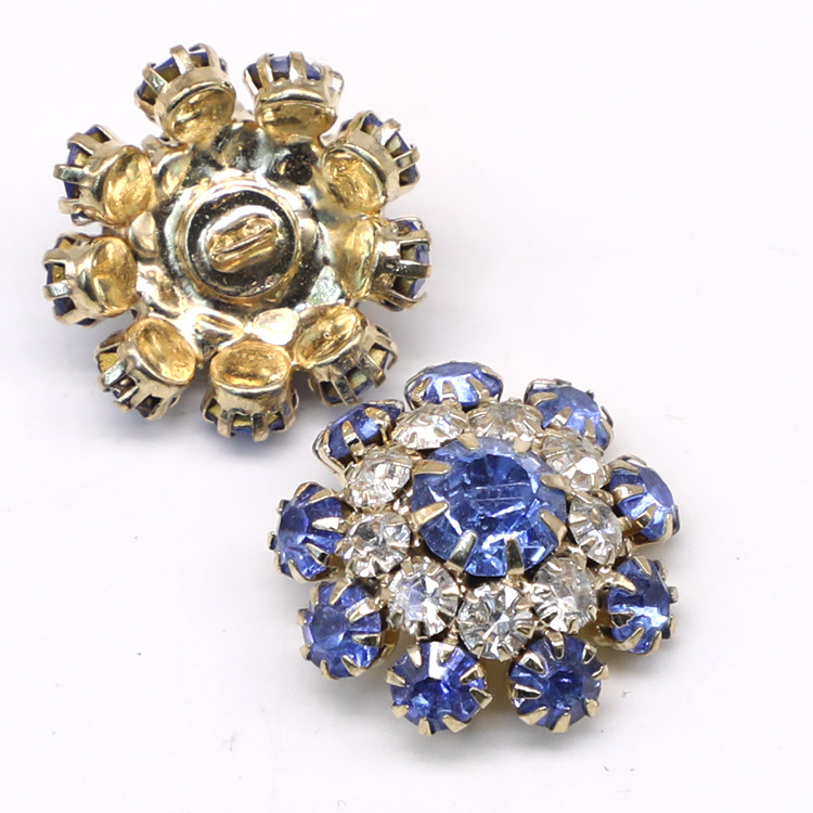 High-End Welding Metal Mushroom Button DIY Handmade Rhinestone Buttons Drill Buckle Decorative Buckle Hat Shirt Rhinestone Flower