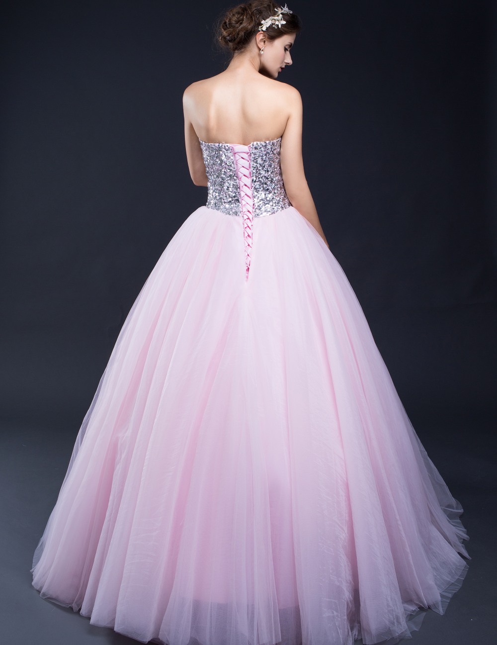 2021钻饰抹胸齐地婚纱晚礼服宴会蓬蓬裙影楼舞裙