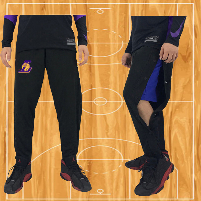 nba春季新款出场训练开扣裤排扣裤湖人/篮网/勇士跑步运动休闲裤