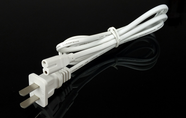 纯铜芯电源线 两扁插头线八字尾 t5t8一体化支架连接线1.8米