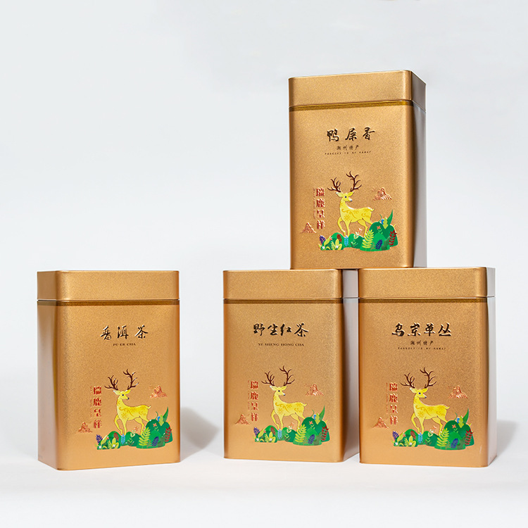 瑞鹿呈祥茶叶罐鸭屎香包装半斤一斤铁罐铁盒礼品包装厂家定制