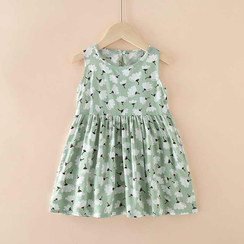 Princess Vest Dress Middle and Big Children Girls Noil Poplin Dress Cotton Silk Fashionable Summer Clothing Little Girl Korean Style Children's New