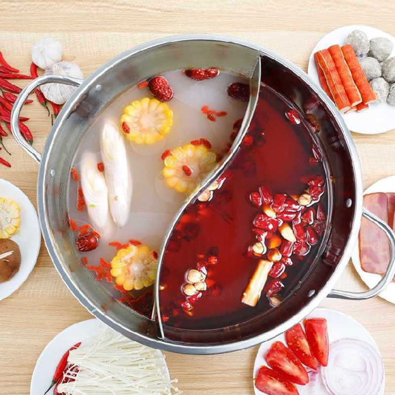 加深带盖不锈钢小肥羊鸳鸯火锅涮肉锅麻辣炉具涮锅电磁炉专用