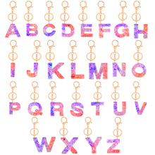 欧美创意个性26个英文透明树脂滴胶亮片字母钥匙扣 wish男女 挂件