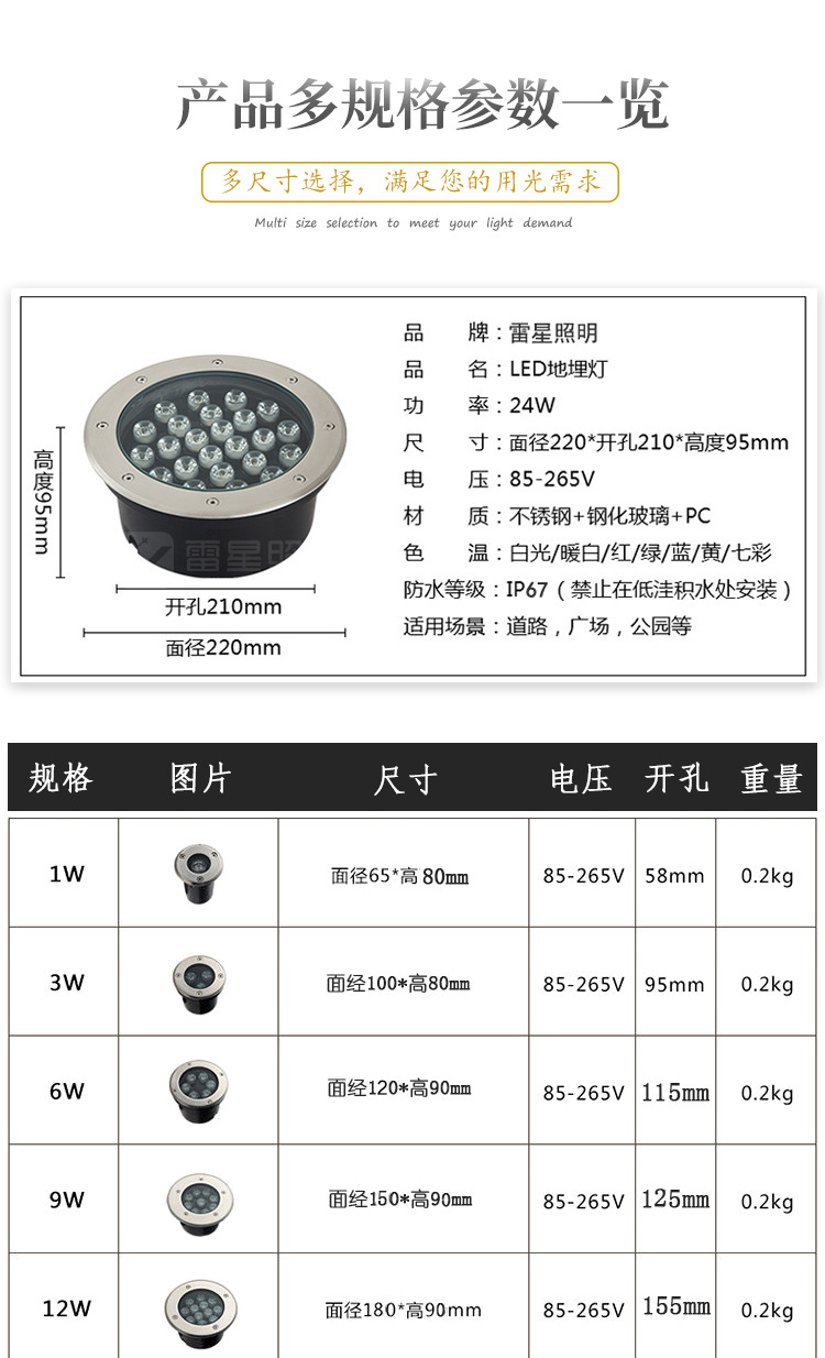 广场led埋地灯圆形户外地灯地埋灯嵌入式庭院草坪灯防水花园灯-阿里巴