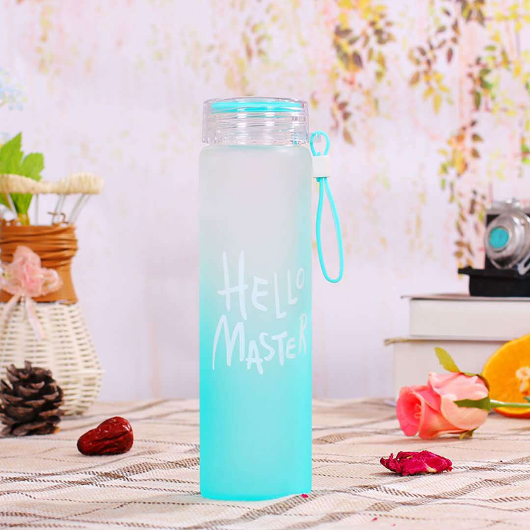 In Stock Water Cup Colorful Transparent Glass Printing Portable Handy Cup Creative Frost Water Cup Student Advertising Cup