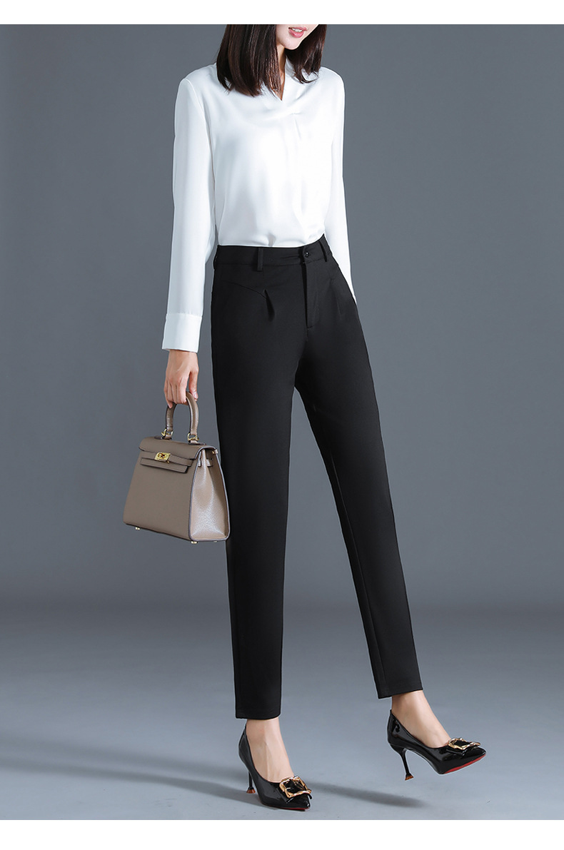 黑色西装裤女小脚长裤秋季显瘦直筒烟管裤高腰职业装正装工作裤