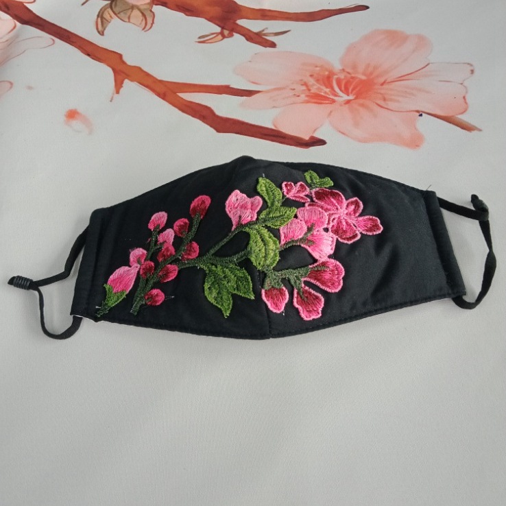 民族风绣花口罩防晒春夏季骑行防风挂耳式口罩女透气防花粉防气味