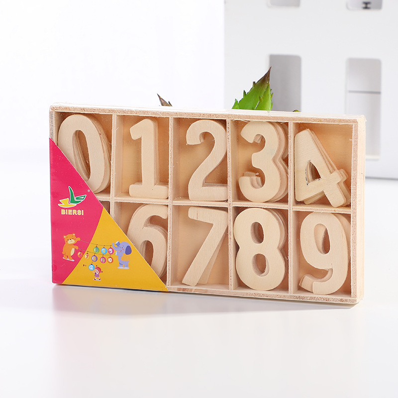 Children's Early Education English Number Wooden Craftwork Letter Set Beautiful Simple Creative Digital Box Factory Direct Supply