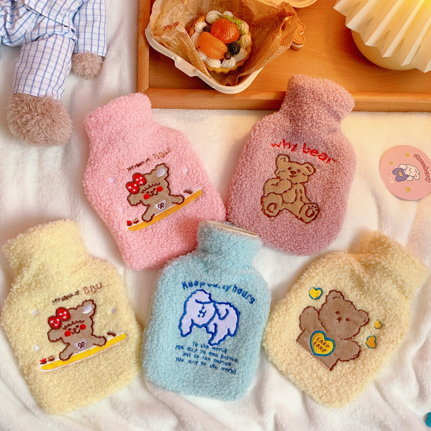 韩版冬季暖手宝可爱ins小狗毛绒热水袋小熊注水便携暖手暖水袋新