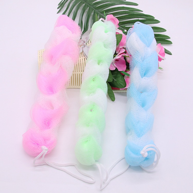 Long Color Matching Adult Back Rub Rub Back Foaming Shower Foaming Net Strip Bath Products