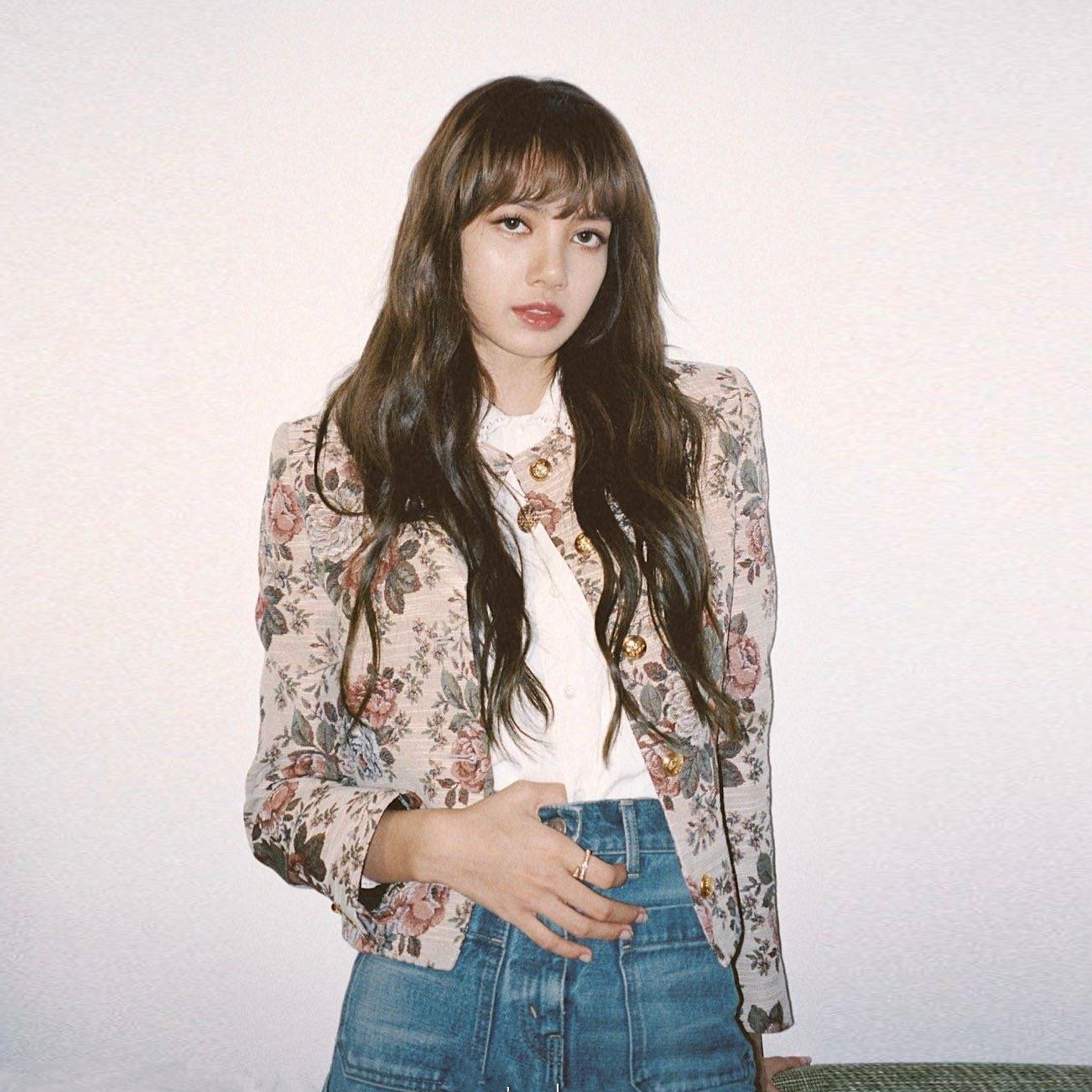 奶奶家的花外套  lisa同款复古gao级感竹节纹理花朵外套小西装女