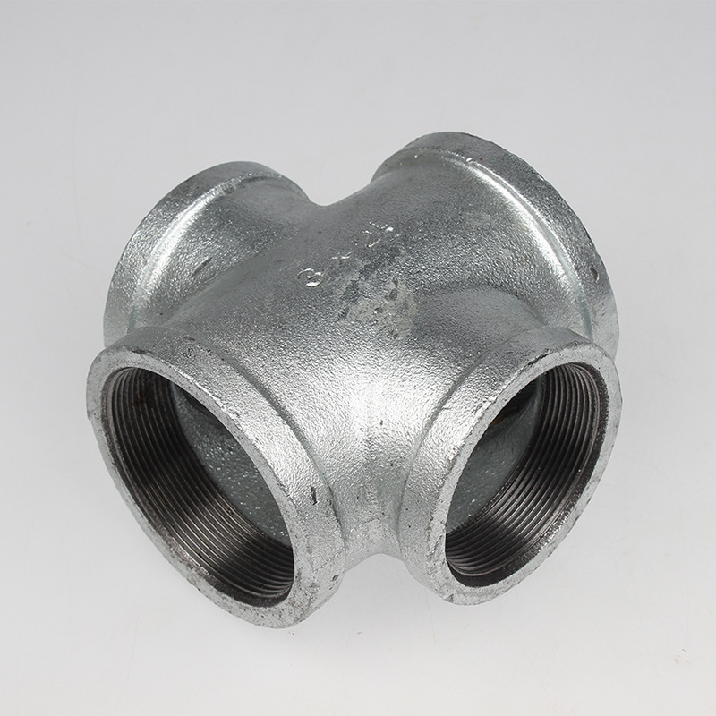 苏州丝扣四通内螺纹镀锌四通红太阳通径四通玛钢管件水管接头