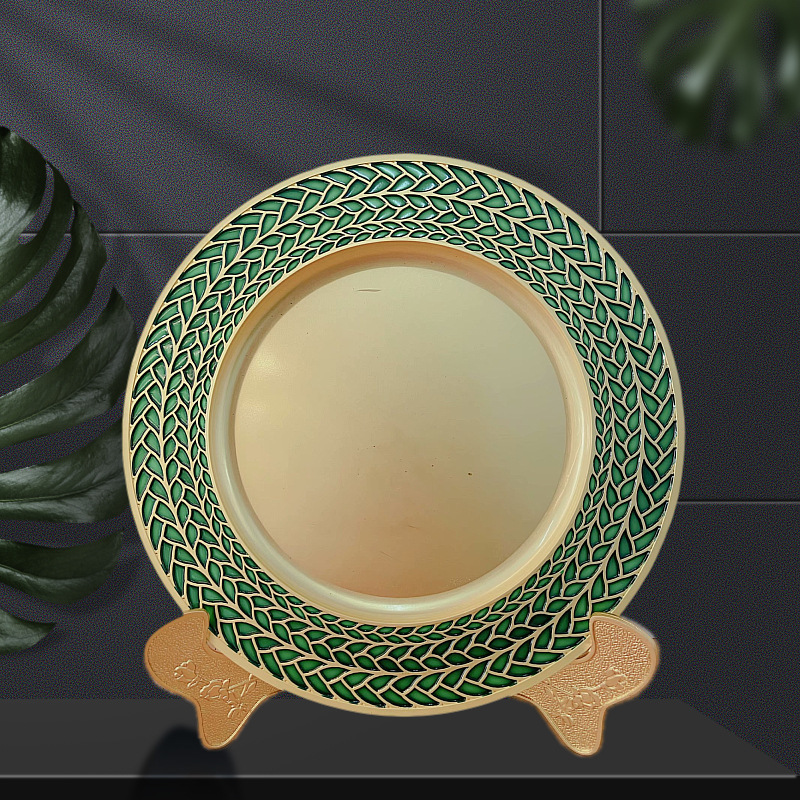 抗击疫情表彰会金属烤漆奖盘国家赛事颁奖纪念盘锌合金镀金盘