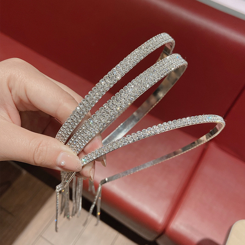 流苏发箍仙女森系超仙韩国满钻后挂式头箍百塔外出同款显脸小发饰