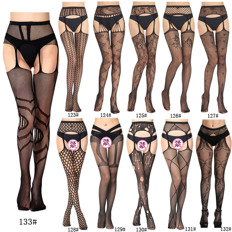 Sexy Lingerie Stockings One-Piece Open Strap One-Piece Lace Jacquard Leggings Garter Fishnet Stockings Wholesale