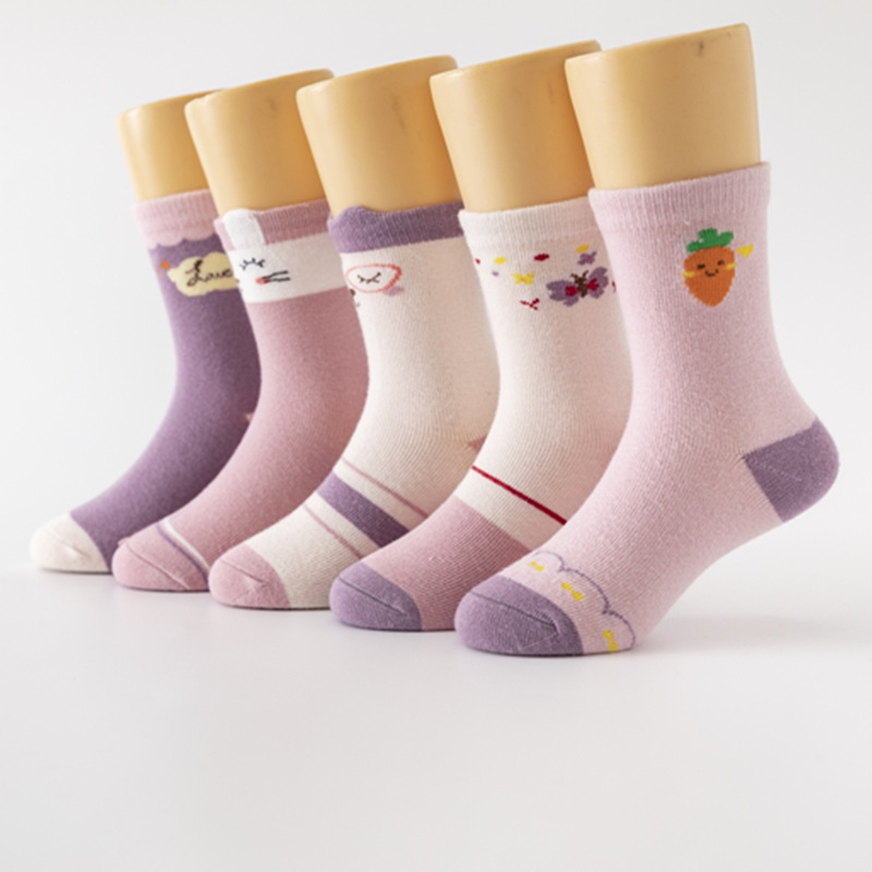 儿童袜子男中筒袜春秋款男童女童卡通萝卜可爱小学生袜子女中大童