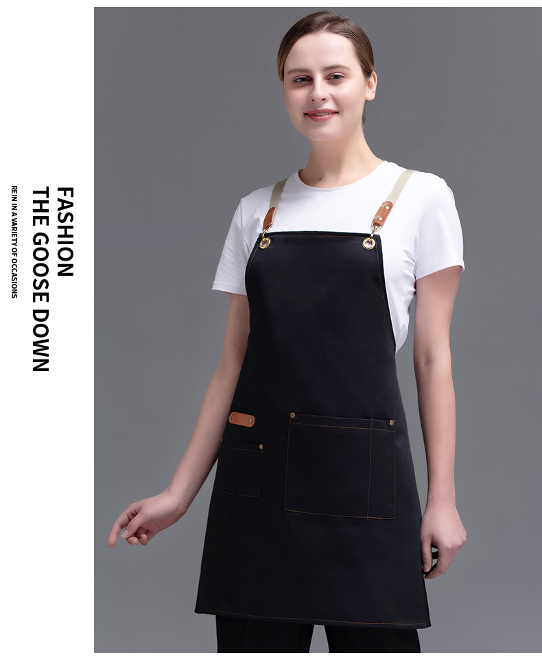 韩版布围logo围裙理发耐磨美甲烧烤牛仔花店围裙logo韩版