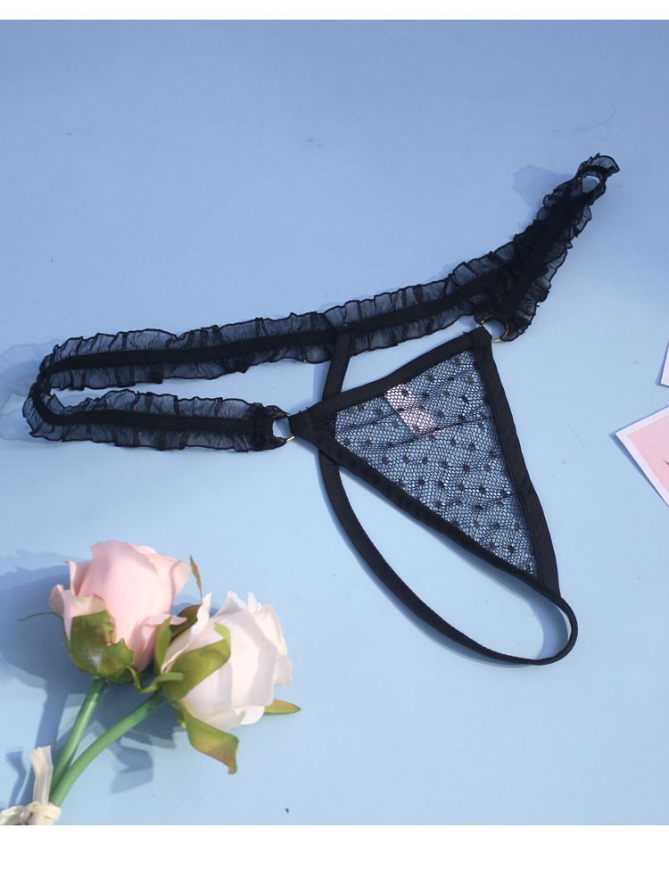 欧美透明丁字裤女士情趣镂空透视内内可仙性感蕾丝网t字型内裤