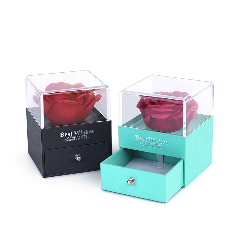 Single Flower Preserved Fresh Flower Rose Gift Box Drawer Acrylic Necklace Box Jewelry Box Bracelet Jewelry Box