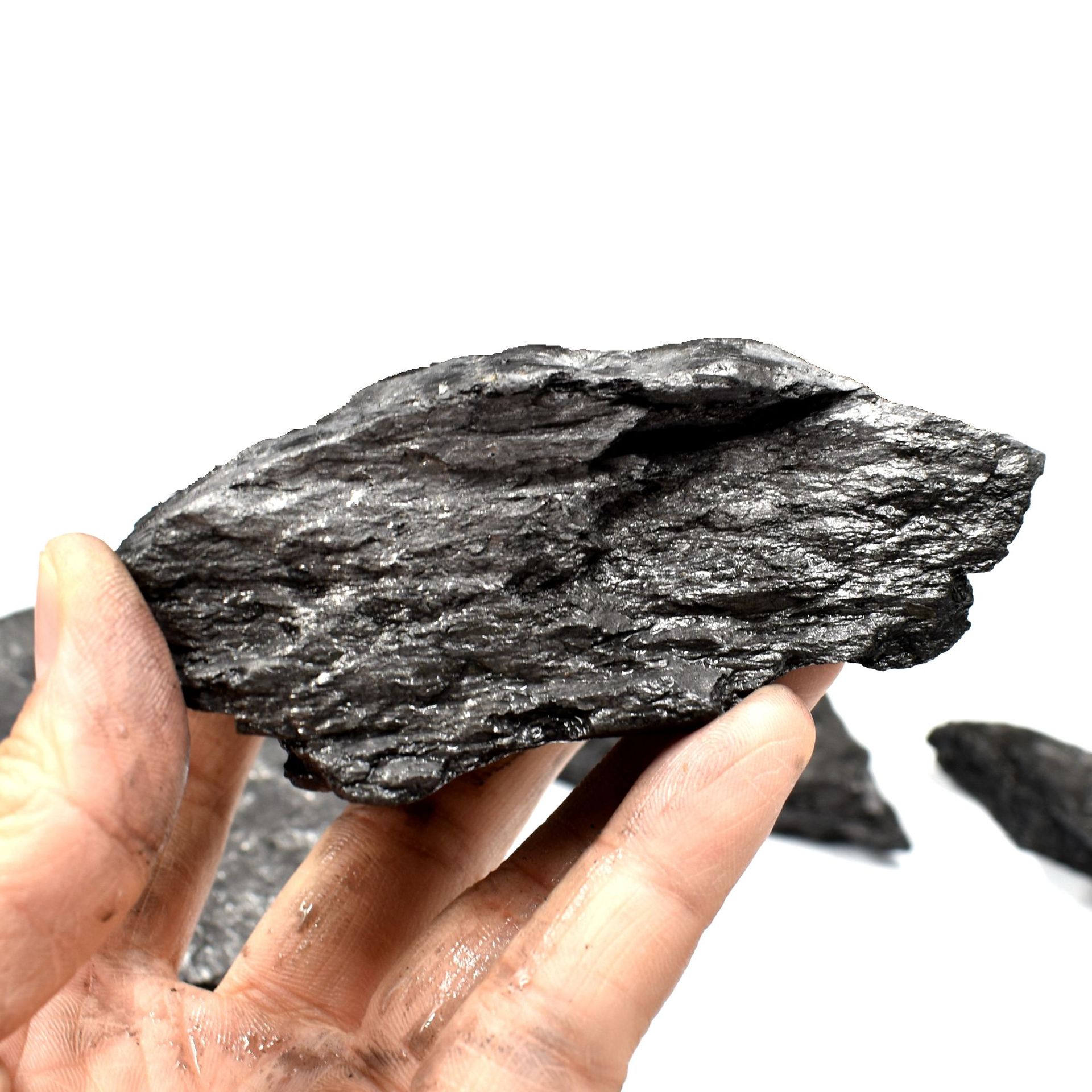 隐晶质石墨矿石原石高纯度石墨块状鳞片石墨地质科普教学标本