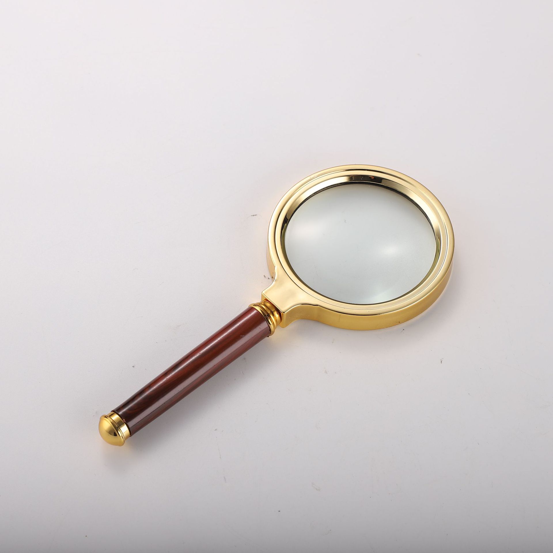 直柄木柄放大镜手持式5倍放大镜阅读文字放大器户外取火聚焦镜