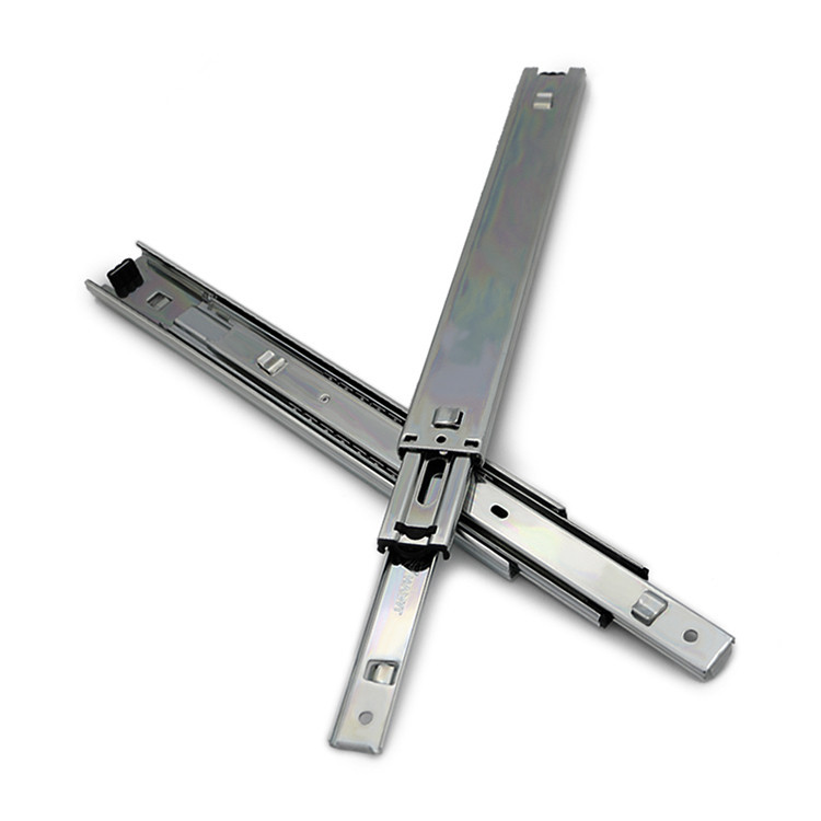 卡扣滑轨带卡口抽屉滑轨金属箱柜碗篮挂插三节轨双面挂钩固定轨道