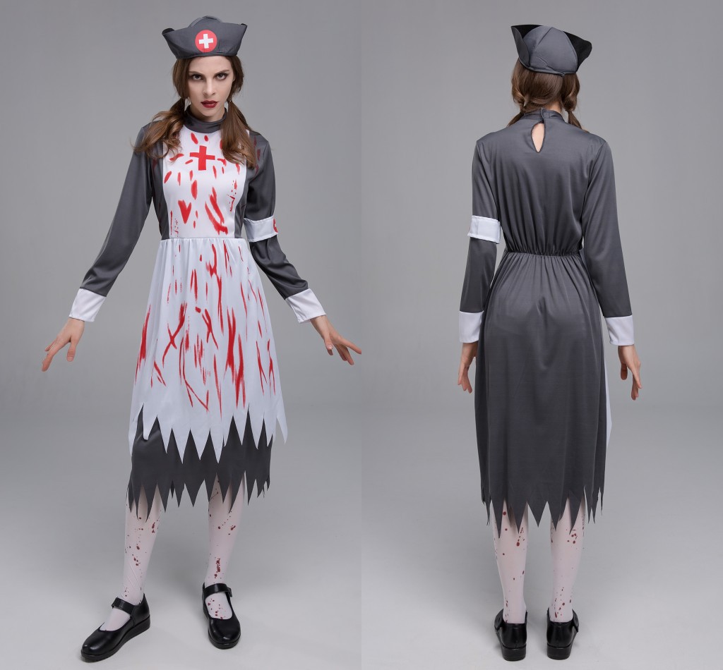 新款万圣节丧尸恶魔装扮cosplay服装 血腥带血恐怖护士主题演出服