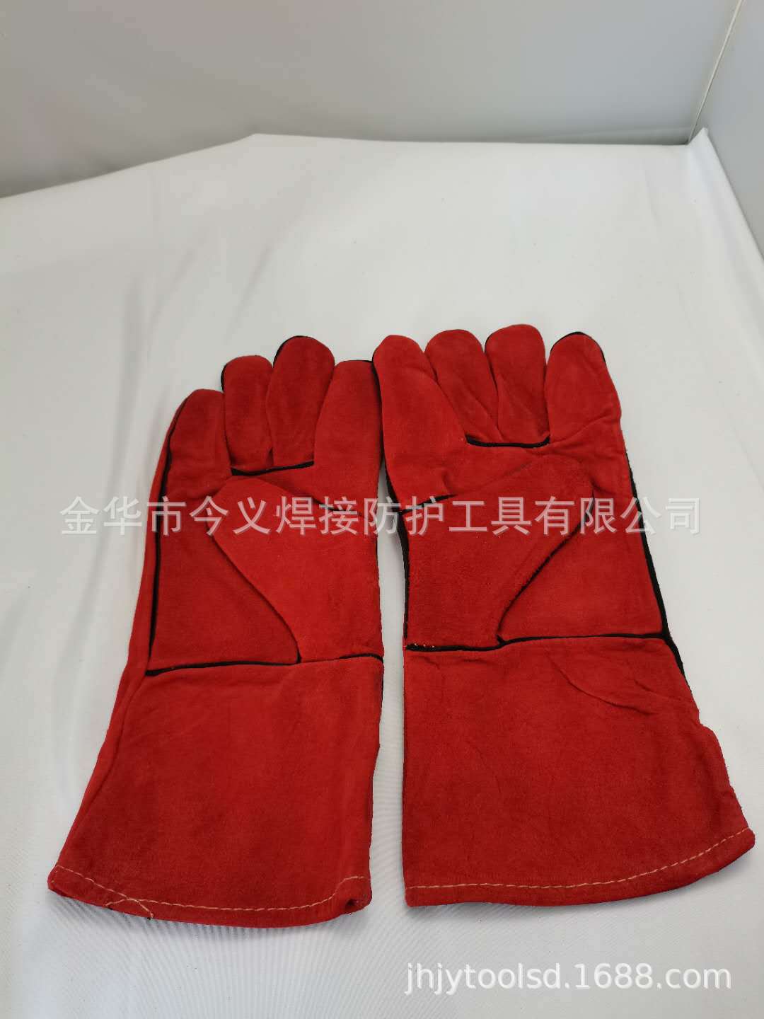 14寸长款加厚电焊工劳保防护防烫耐磨耐高温防刺二层牛皮工作手套